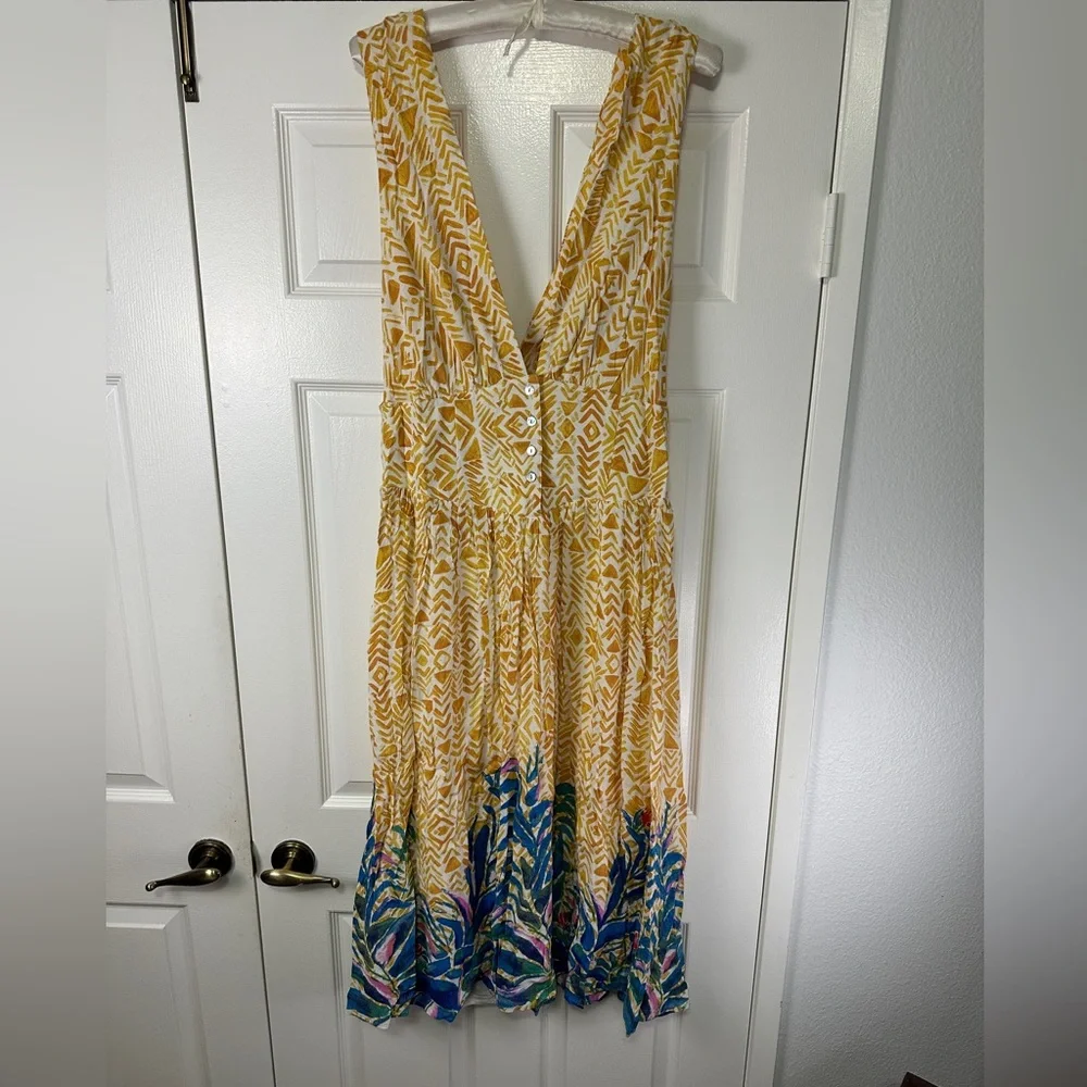 Free People Hot House Tropical Midi Sleveless Dress Boho Women’s 12 Preowned.